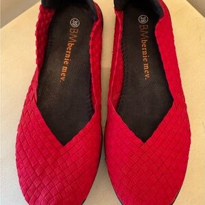 Bernie Mev Red Flats Slip On Size 39 or 8-8 1/2